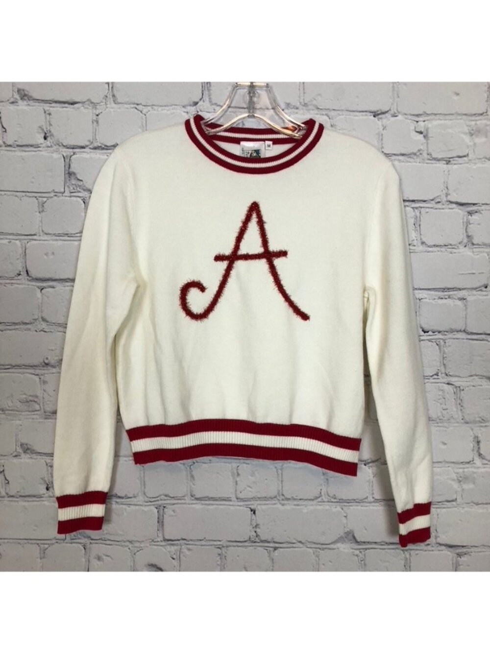 Queen Of Sparkles Alabama Sweater Size M Bama Roll Tide White Crimson